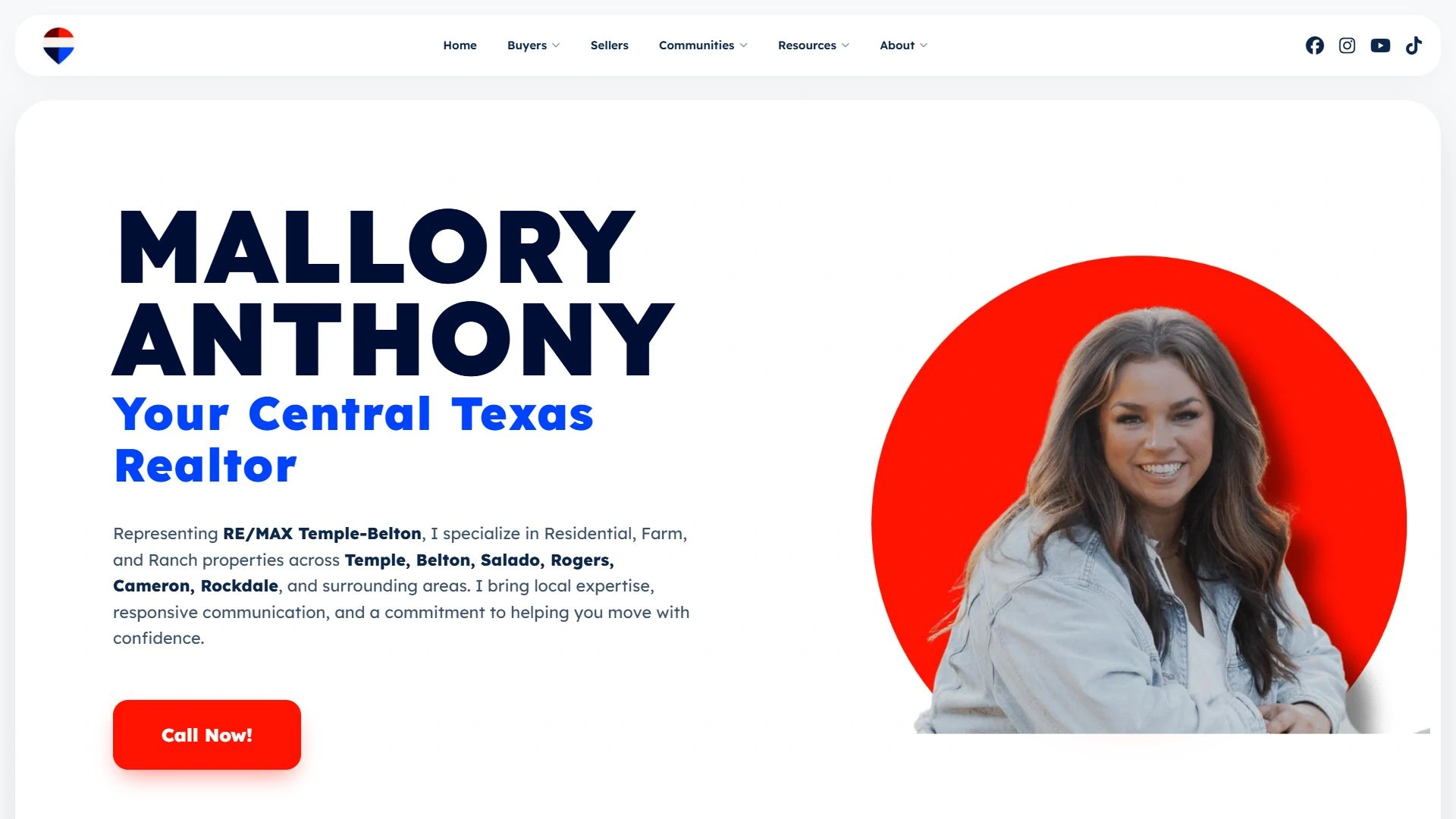 MoveWithMallory.net: Video hero, portrait and navigation