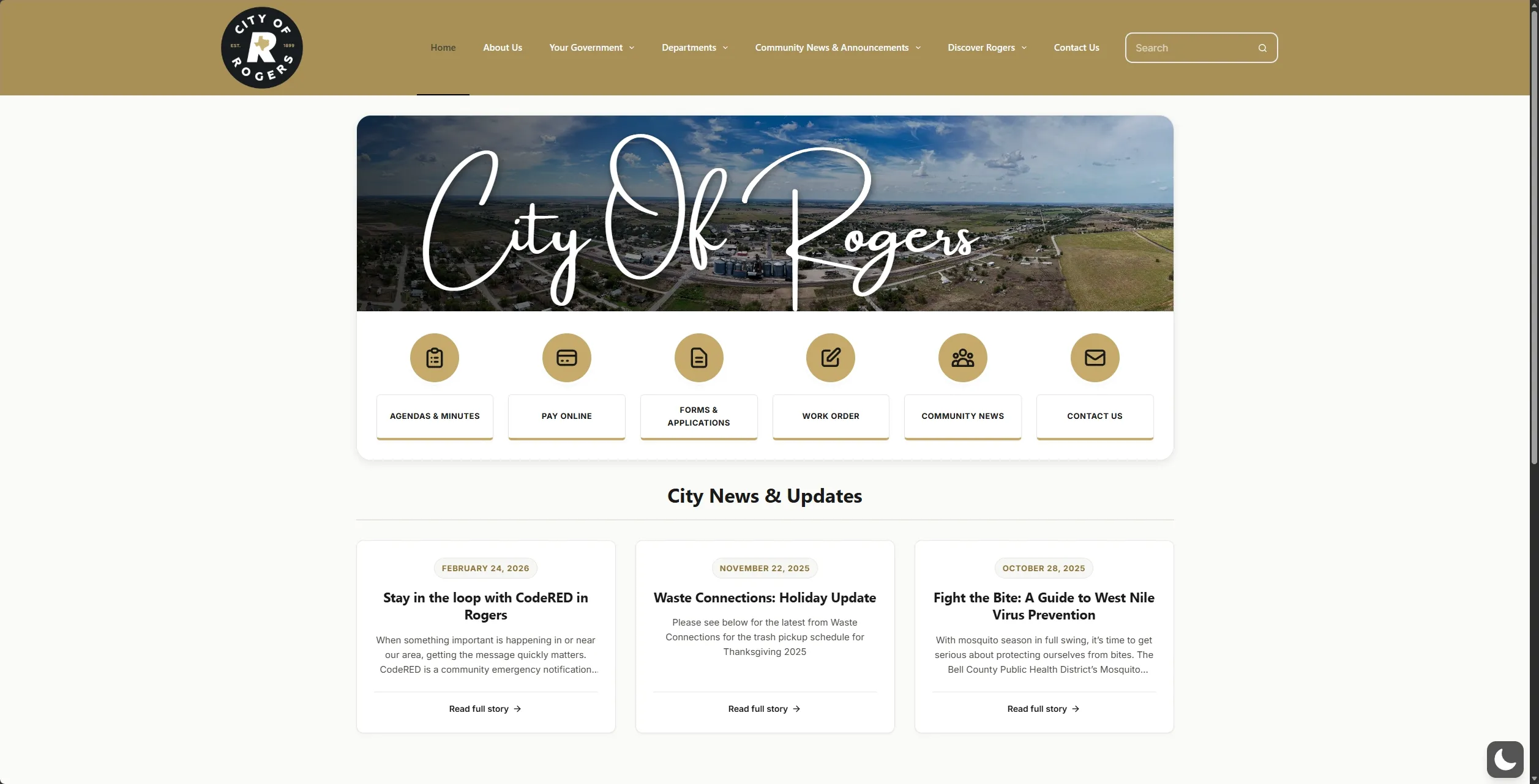 City of Rogers municipal website by JoshBuilds.Tech