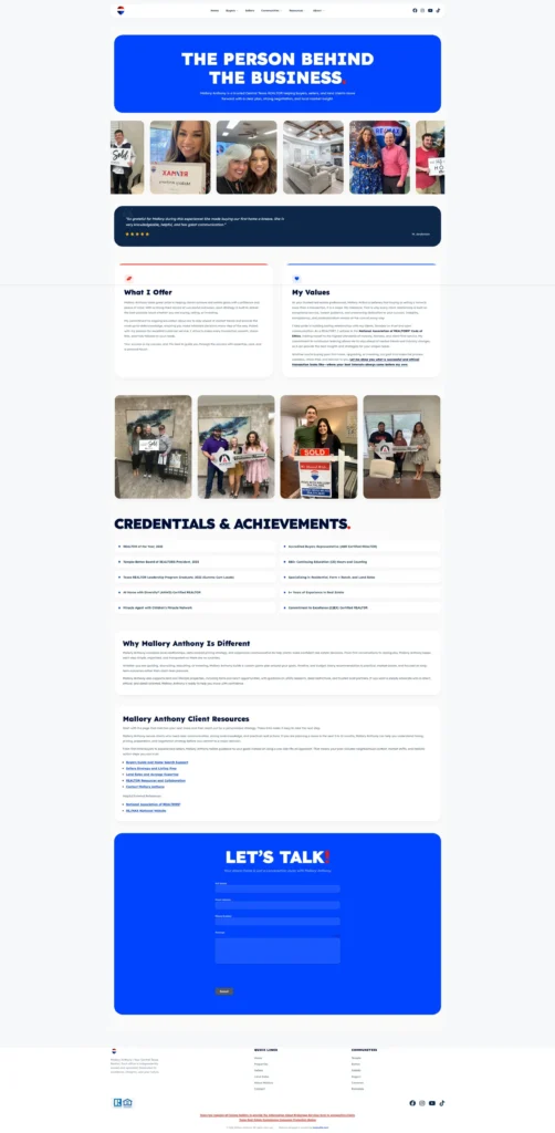 full page screwenshot of the about page of movewithmallory