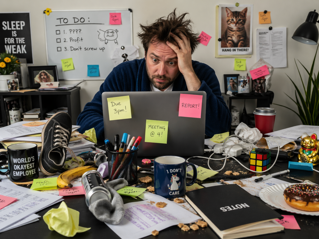 man stressed at his computer
